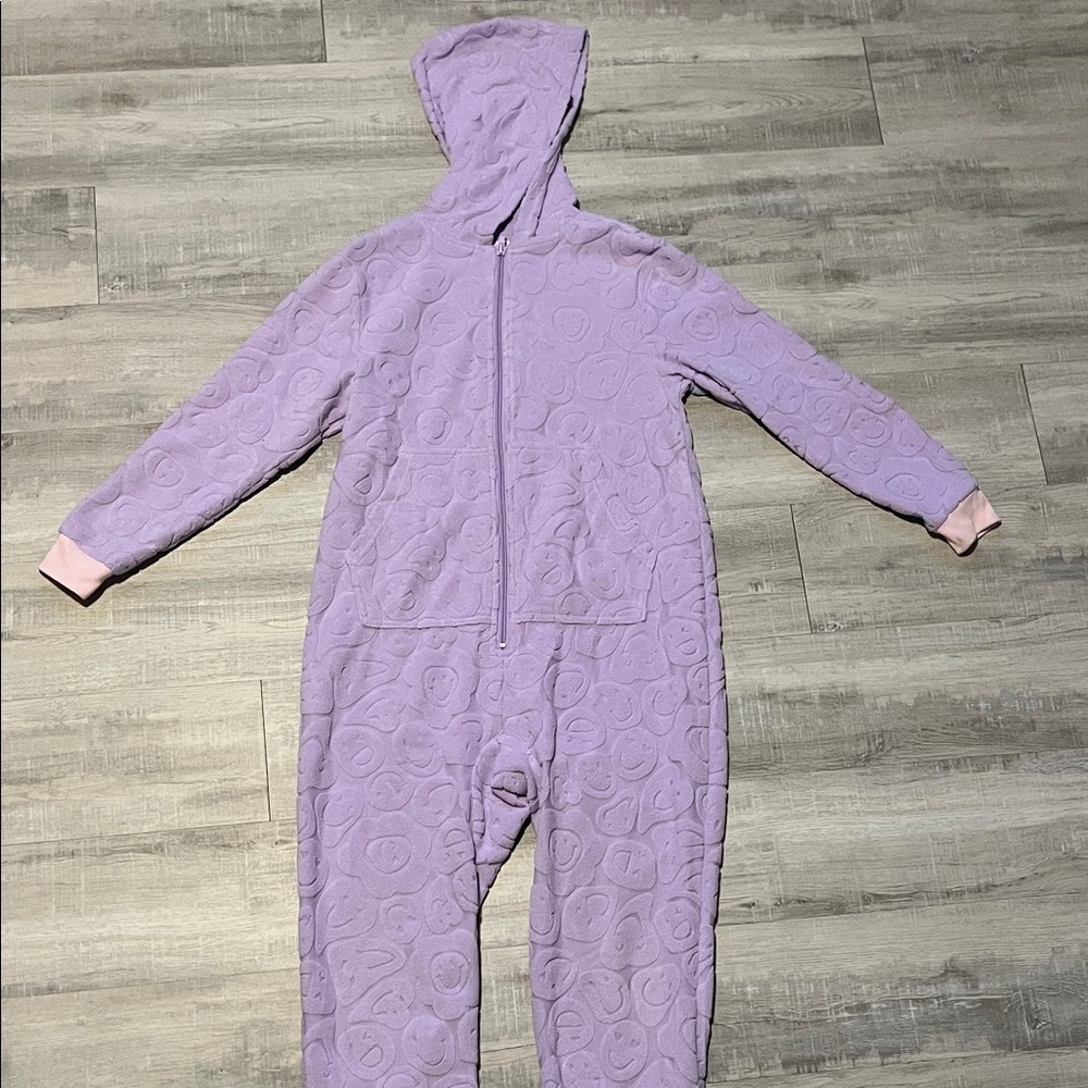 NWT GIRLS CAT & JACK HOODED FLEECE ONE PIECE PAJAMAS